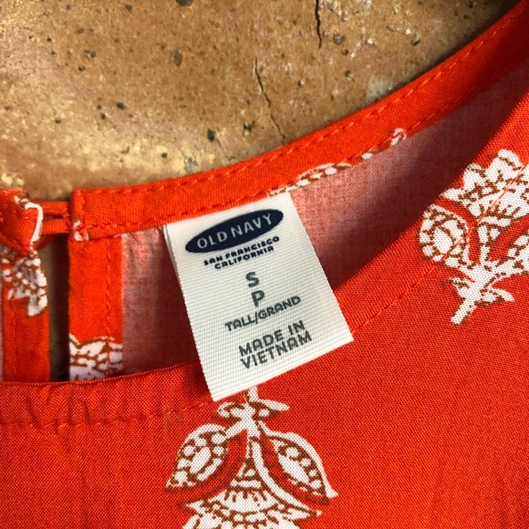 Old Navy Orange Swing Dress with White Floral Pattern - Picture 3 of 8